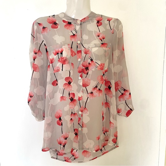 Donna Karan DKNYC Cherry Blossom Floral Blouse - Picture 2 of 5